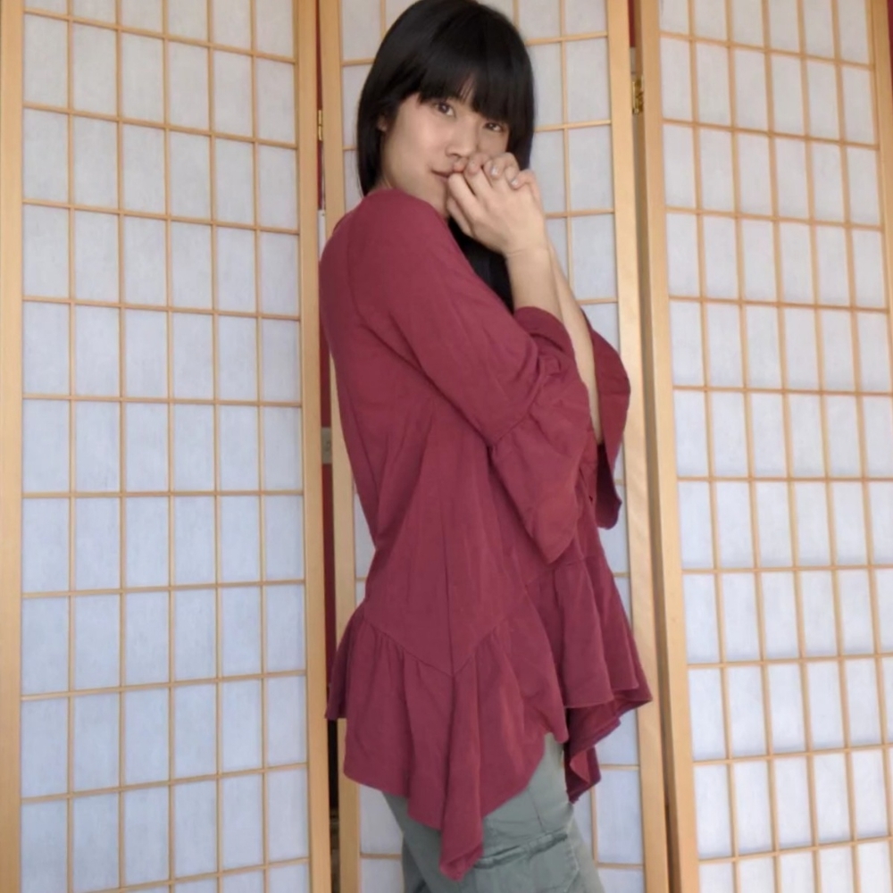 Rust Color Ruffle Tunic Top - image 2